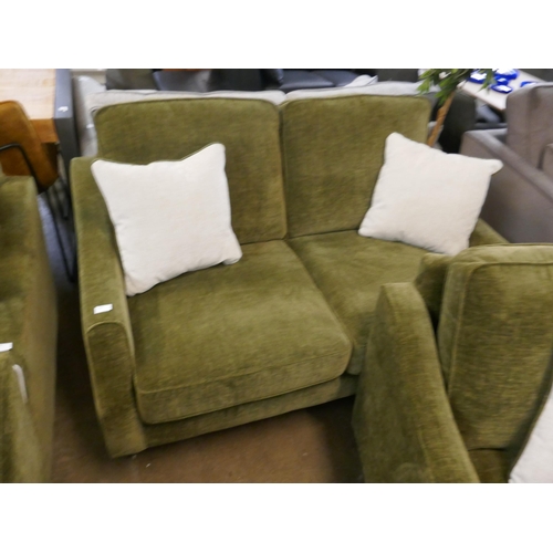 1302 - A forest green velvet two seater sofa and armchair RRP £1598