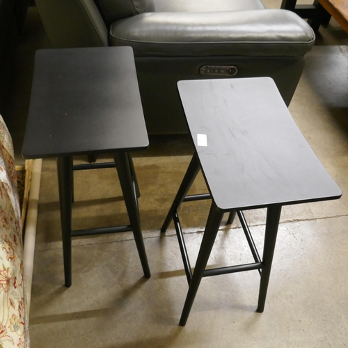 1345 - A pair of black beech FDB Mobler Mikado stools