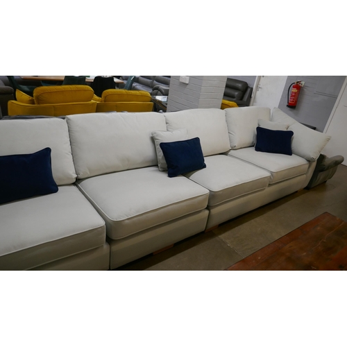 1381 - A Barker & Stonehouse dove grey velvet eight seater corner sofa in five sections RRP £3295 for four ... 