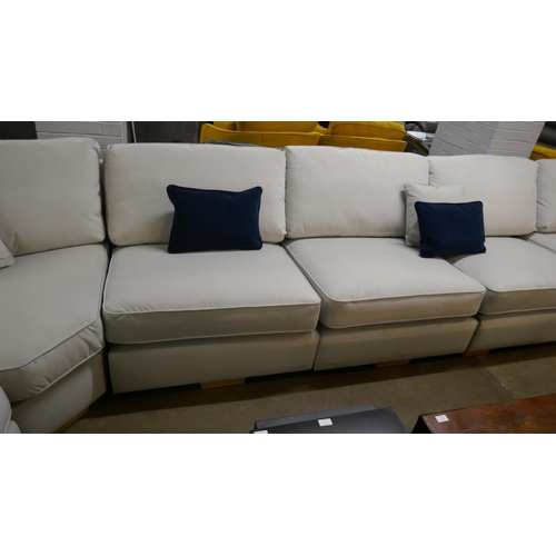 1381 - A Barker & Stonehouse dove grey velvet eight seater corner sofa in five sections RRP £3295 for four ... 