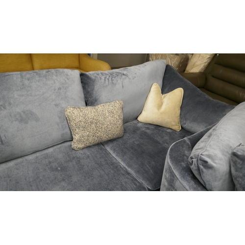 1407 - A Barker & Stonehouse blue velvet large L shaped sofa and armchair RRP £3454