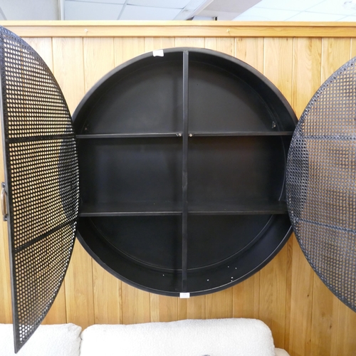 1516 - A large circular steel wall mounted cabinet RRP £264