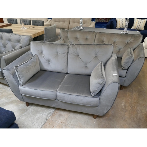 1433 - A grey velvet Hoxton three seater sofa and two seater sofa RRP £1578