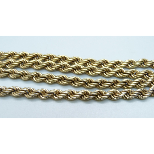 1014 - A 9ct gold rope chain, 13g, 62cm