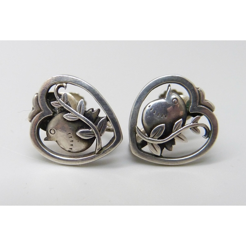 1029 - A pair of Georg Jensen earrings by Arno Malinowski, screw backs