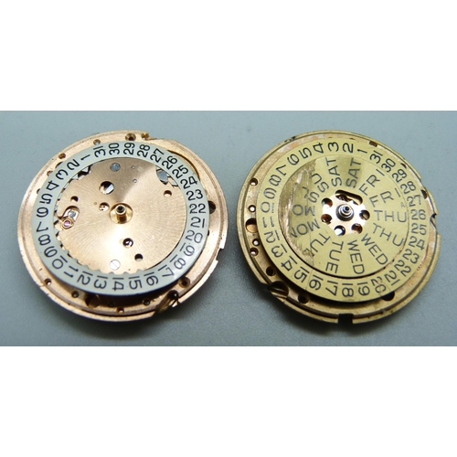 1037 - Two Omega automatic wristwatch movements, both 24 jewels, (missing dials)