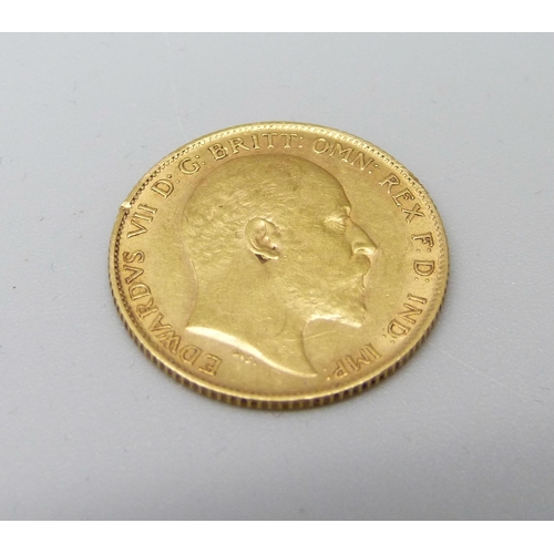 1040 - An Edward VII 1909 half sovereign