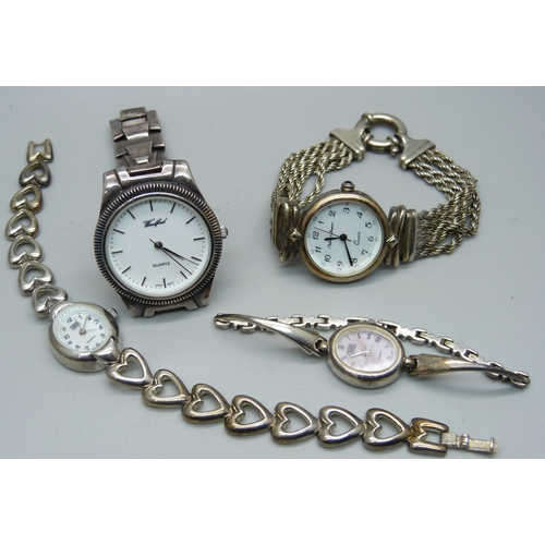 1046 - Four silver wristwatches