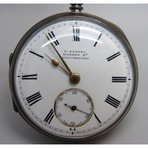 1047 - A silver cased pocket watch, the case hallmarked Birmingham 1891