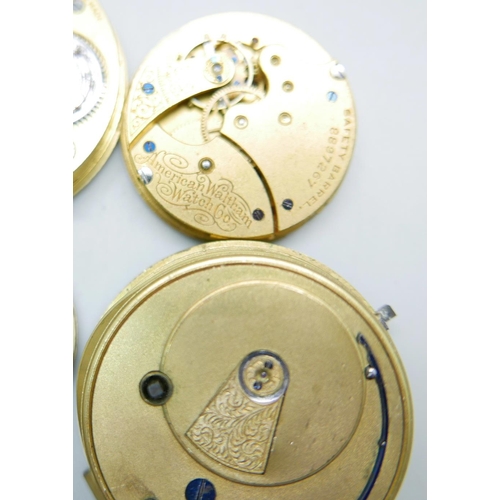 1109 - Ten pocket and fob watch movements including hunter and demi-hunter