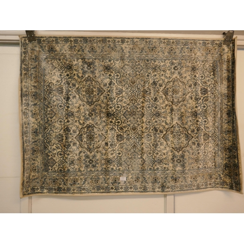 1318 - An ivory and duck egg blue Cashmere rug, 100 x 140