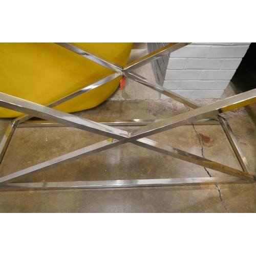 1388A - A Glass and Chrome Console Table *This lot is subject to VAT