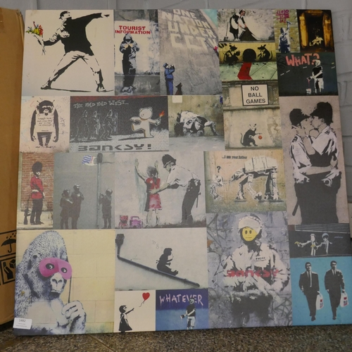 1482 - Banksy montage print on canvas