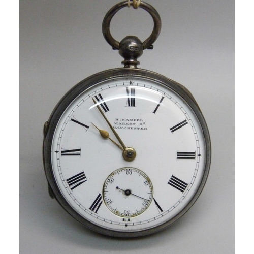 1047 - A silver cased pocket watch, the case hallmarked Birmingham 1891