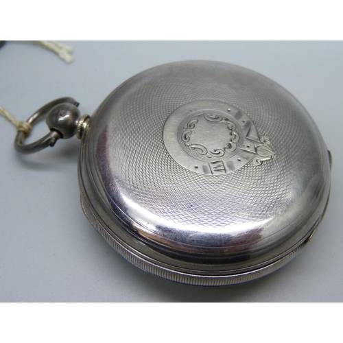 1047 - A silver cased pocket watch, the case hallmarked Birmingham 1891