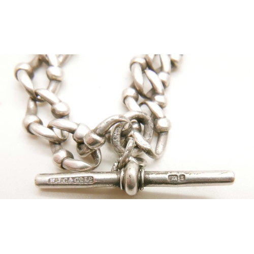 1070 - A fancy link silver watch chain, 62g, 42.5cm