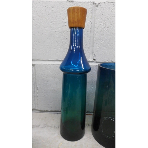 1152 - Two Polish LSA glass vases, a cylindrical glass vase and other coloured glass (10) **PLEASE NOTE THI... 