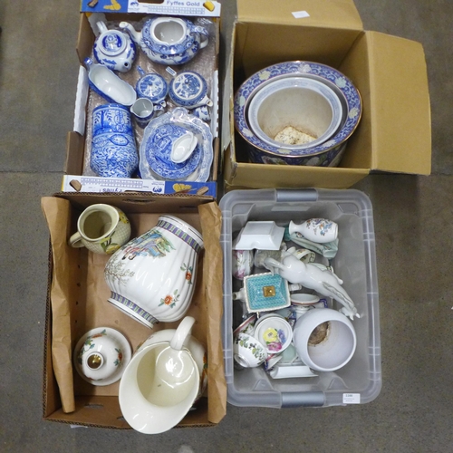 1166 - Four boxes of assorted china including blue and white, Chinese and other oriental **PLEASE NOTE THIS... 