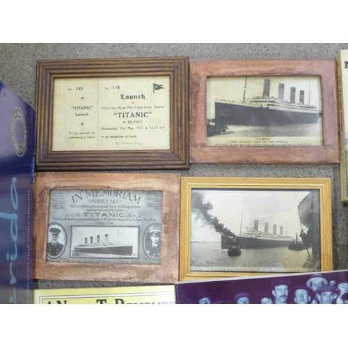658 - Titanic reproduction photographs, postcards and related books