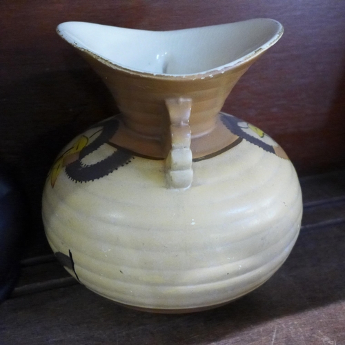 660 - A Bretby bowl, a Crown Ducal drip ware bowl, a lustre ware bowl, vase, etc.