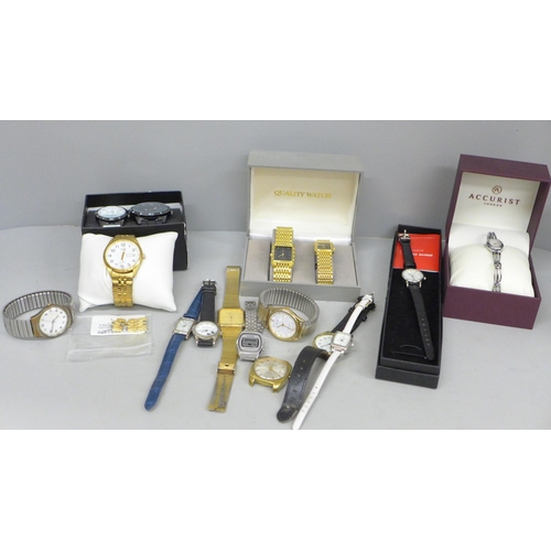 674 - A collection of wristwatches, five boxed