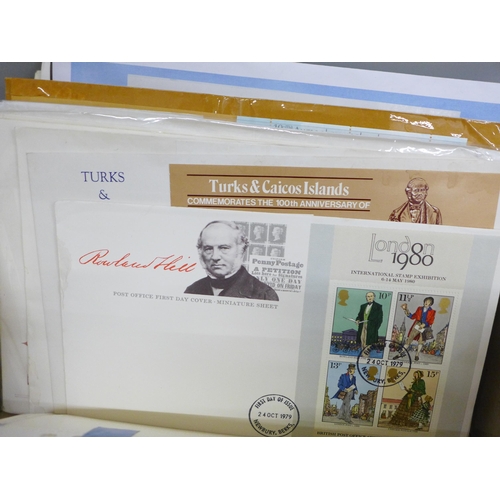 679 - Stamps; a box of stamps, mini sheets on cover, Worldwide mixture of mainly first day covers