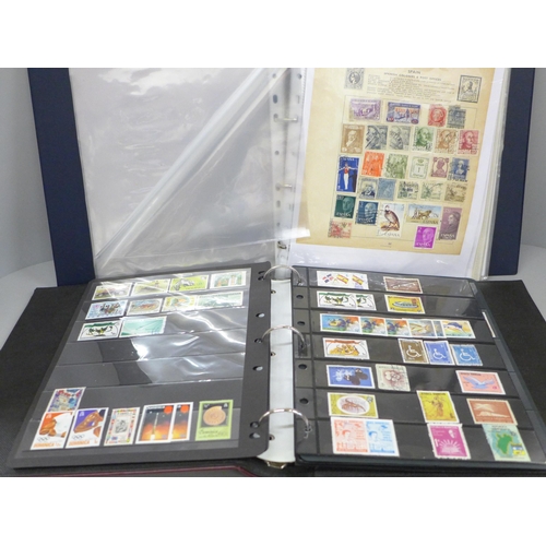 682 - Two albums of stamps including Dominica, Puerto Rico, Espana, etc.