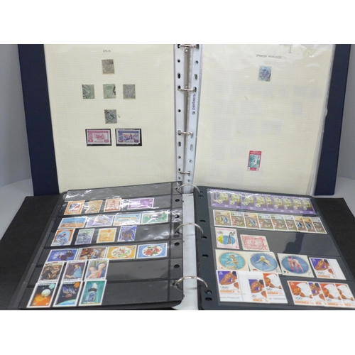 682 - Two albums of stamps including Dominica, Puerto Rico, Espana, etc.