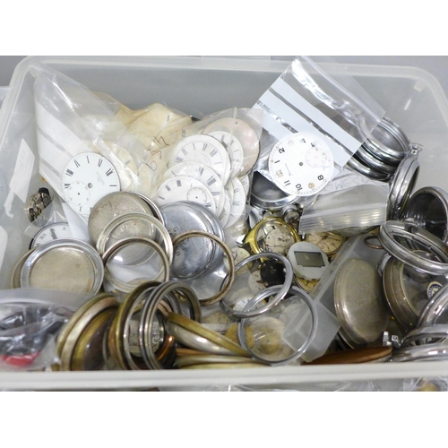 685 - A large collection of watch parts, dials and cases