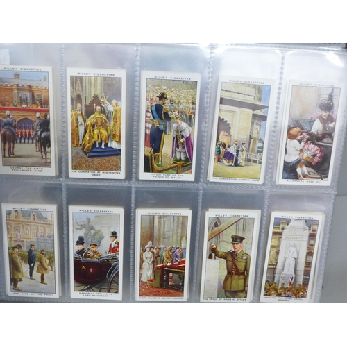 693 - An album of cigarette cards with 10 complete sets including Wills 'Military Motors', Players 'Shakes... 