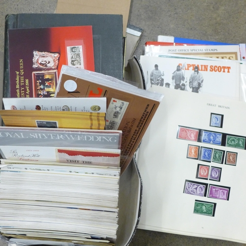 710 - A box of GB stamps, covers, presentation packs, etc.