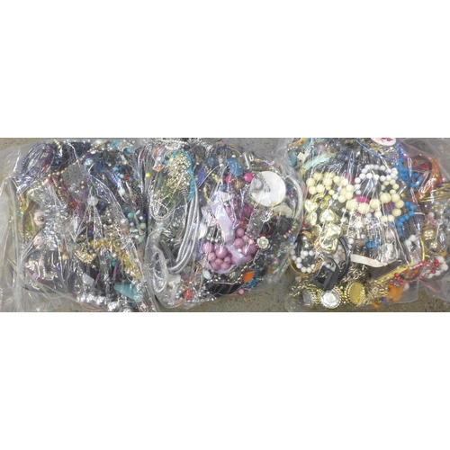 721 - Three large bags of costume jewellery