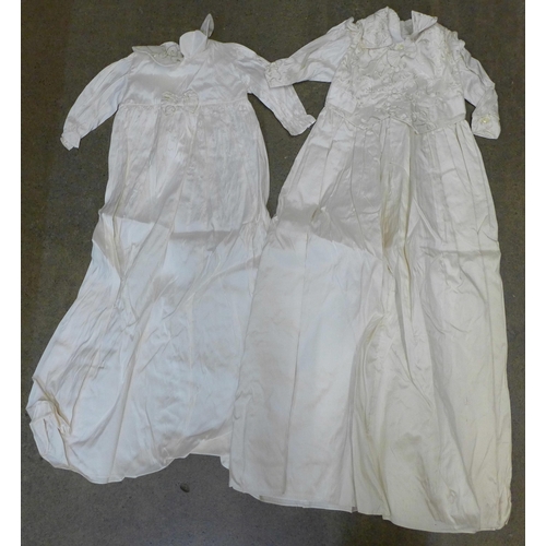 729 - Six silk christening gowns, some with tags by Christine Ann