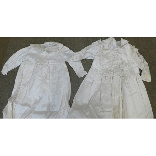 729 - Six silk christening gowns, some with tags by Christine Ann