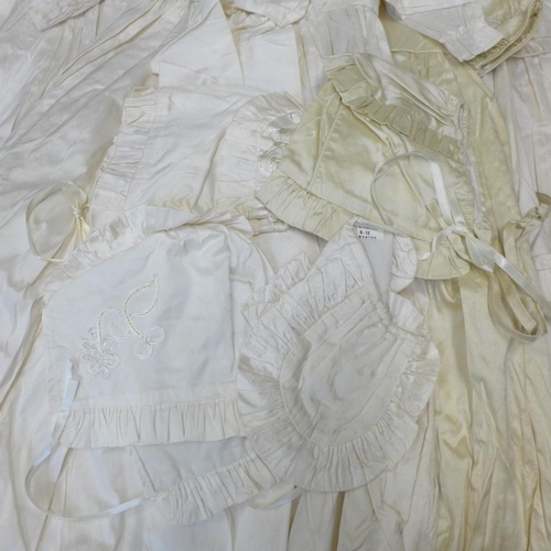 729 - Six silk christening gowns, some with tags by Christine Ann