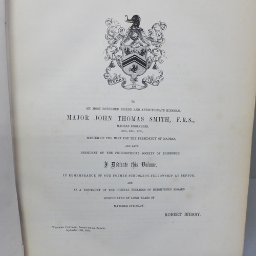 738 - One volume, Bigsby's History of Repton, with illustrations, printed by Woodfall & Kinder, 1858