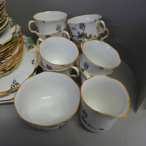 768 - Two Art Deco ten setting tea sets, Gladstone and Melba, one cup a/f