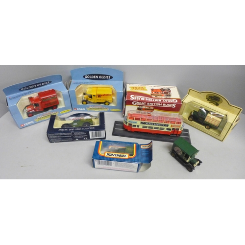 772 - A collection of model vehicles including Corgi 1902 State London set, a Lledo set, Models of Yestery... 