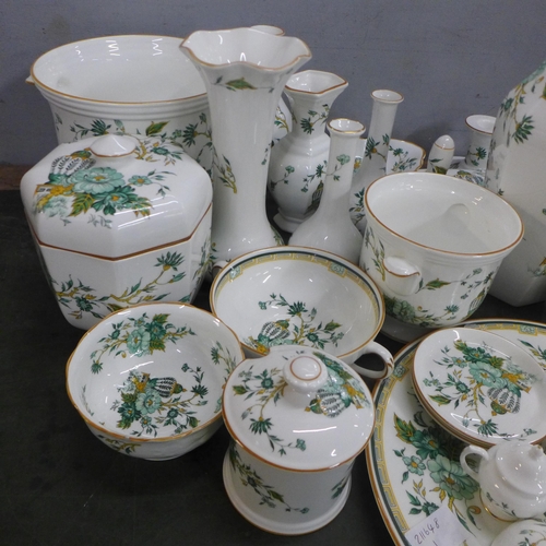 773 - A collection of Coalport Kowloon and Crown Staffordshire china including vases, a plate, a lidded po... 