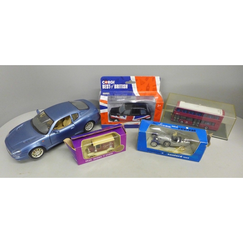 777 - Two boxes of die cast model vehicles, Models of Yesteryear, Days Gone, Corgi, etc