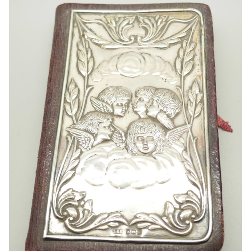 828 - A silver fronted Longfellow Birthday Book, with Reynolds Angels detail