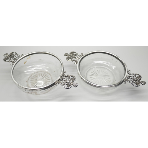 835 - Two Victorian silver mounted glass dishes, William Comyns, London 1894