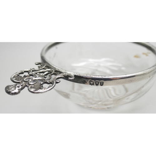 835 - Two Victorian silver mounted glass dishes, William Comyns, London 1894