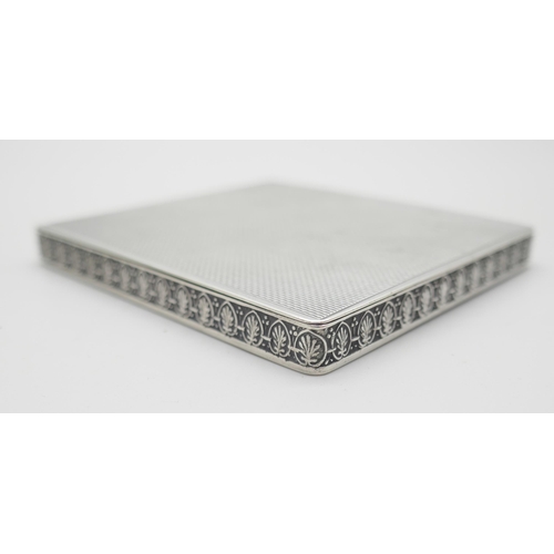 842 - An Art Deco silver case, London 1946, 95g, 71mm x 79mm