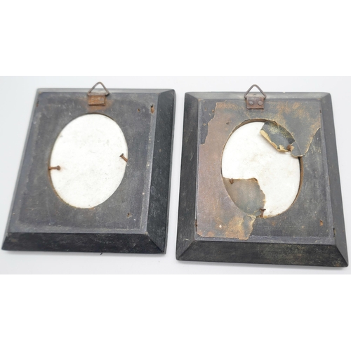 843 - Two framed porcelain silhouettes, frames 84mm wide