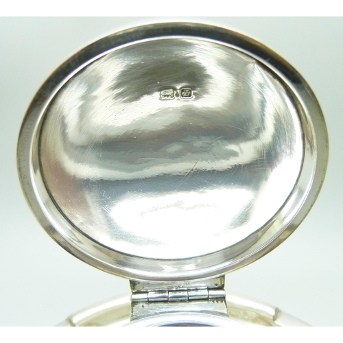 854 - A large silver Capstan inkwell, worn Birmingham hallmark, diameter of base 17.5cm