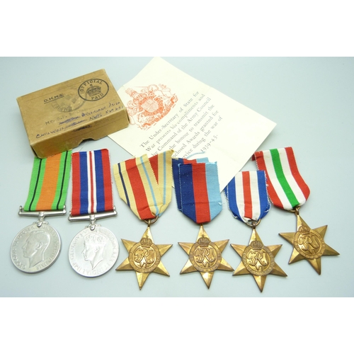 868 - A group of six WWII medals