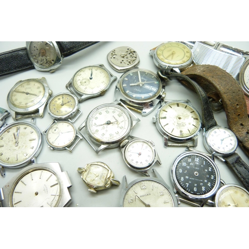 870 - Assorted gentleman's and lady's mechanical wrist watches, includes Seiko Sportsmatic, a/f, Rotary, S... 