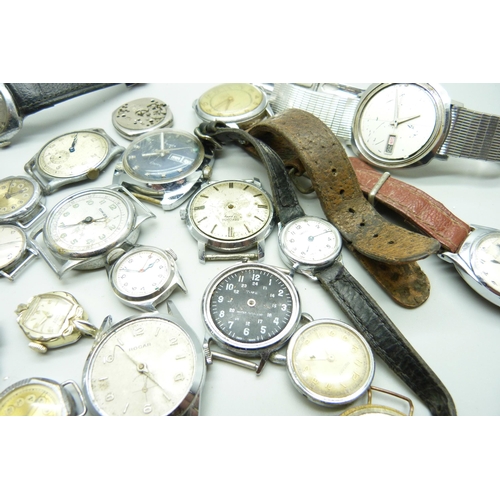 870 - Assorted gentleman's and lady's mechanical wrist watches, includes Seiko Sportsmatic, a/f, Rotary, S... 