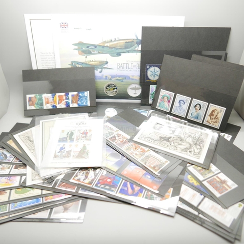 925 - Stamps; stamp covers, mint stamps, a Battle of Britain commemorative coin cover